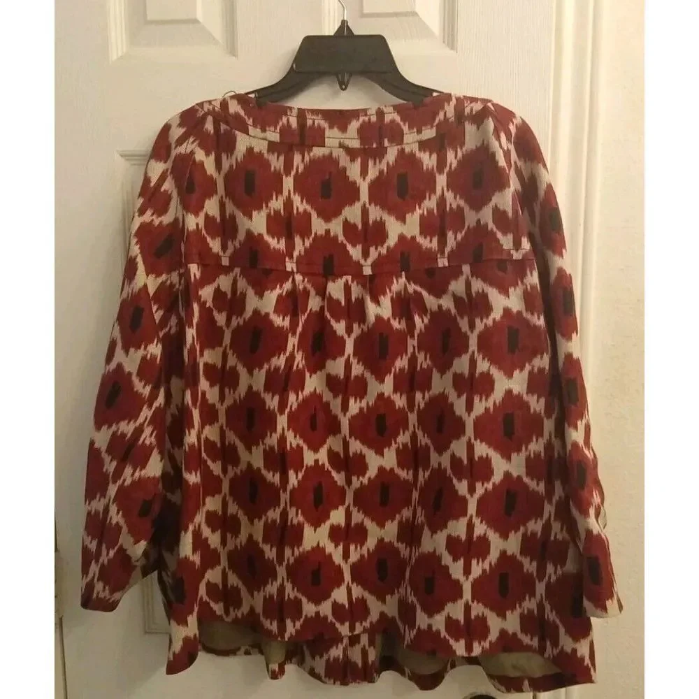 MICHAEL Michael Kors Topper Jacket 3/4‎ Sleeve Button Front Red Print Plus